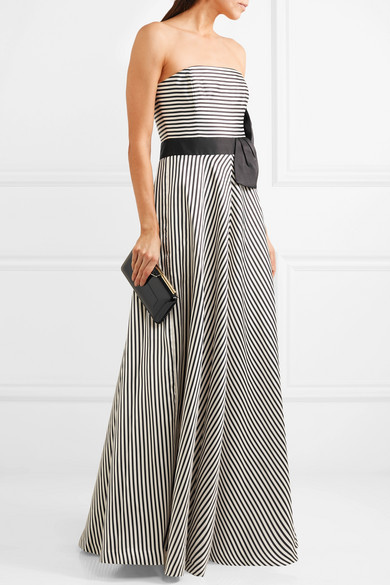 Cheap designer Halston Heritage Strapless Striped Faille Gown