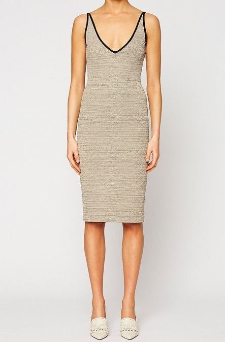 Designer rental Scanlan Theodore Crepe Knit Tweed Strappy Dress