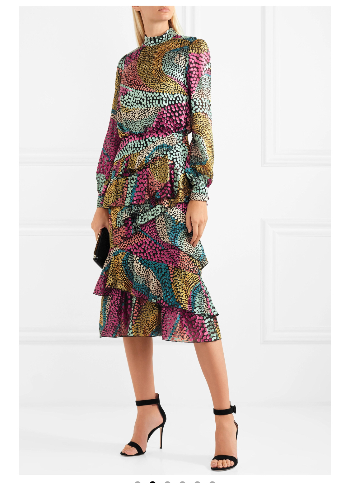 Affordable Saloni Isla Ruffled Fil Coupe Chiffon Midi Dress