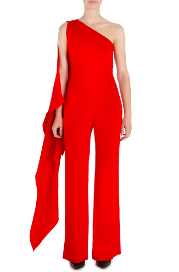 Rent a Carla Zampatti Flame Crepe Selene Caped Jumpsuit