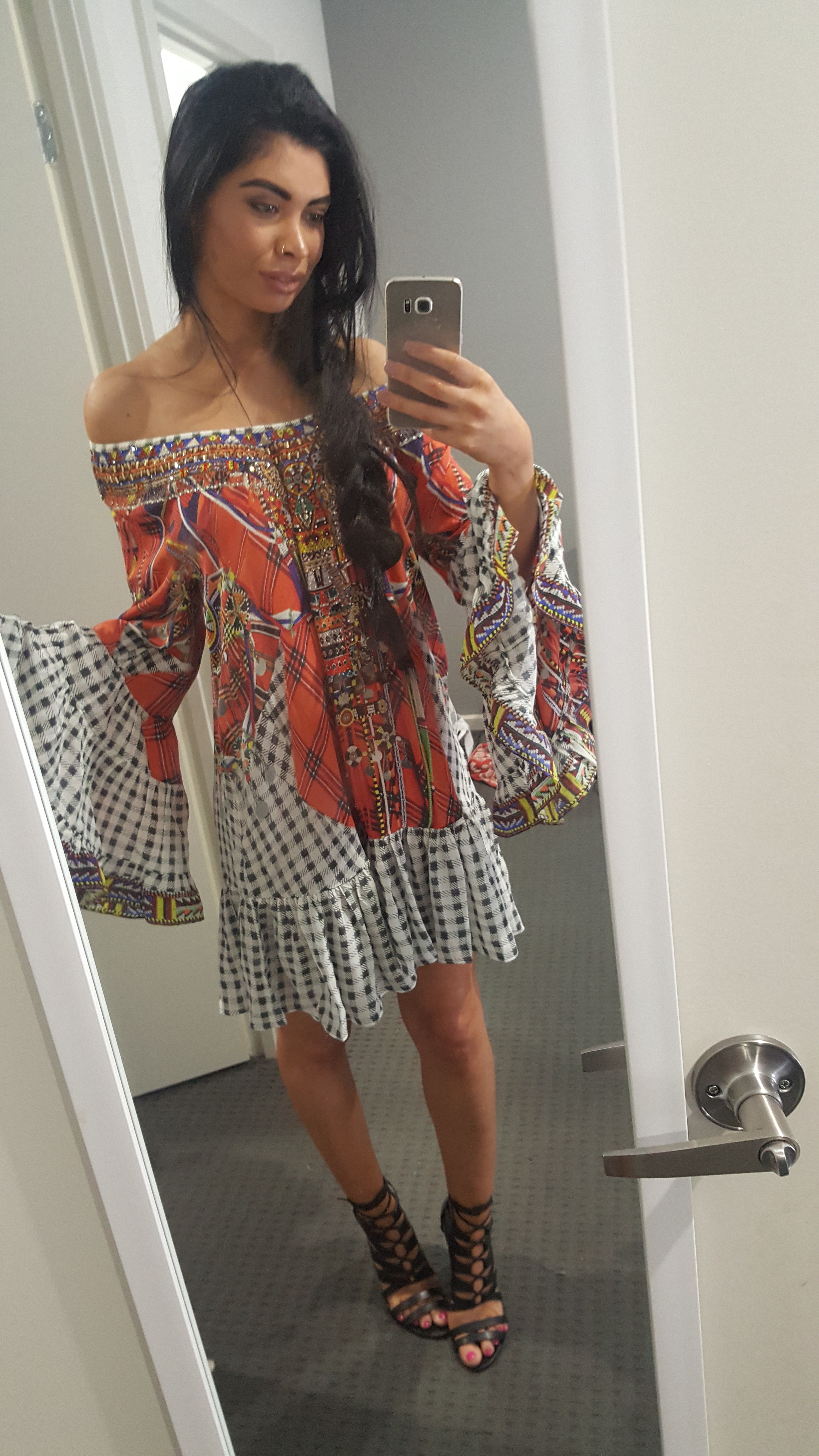 Borrow a Camilla A Line Frill Dress Tartan Trance