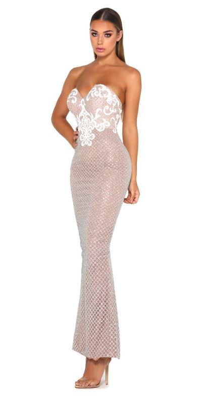 Rental Dollhouse Maree Dress Ankle Silver Nude