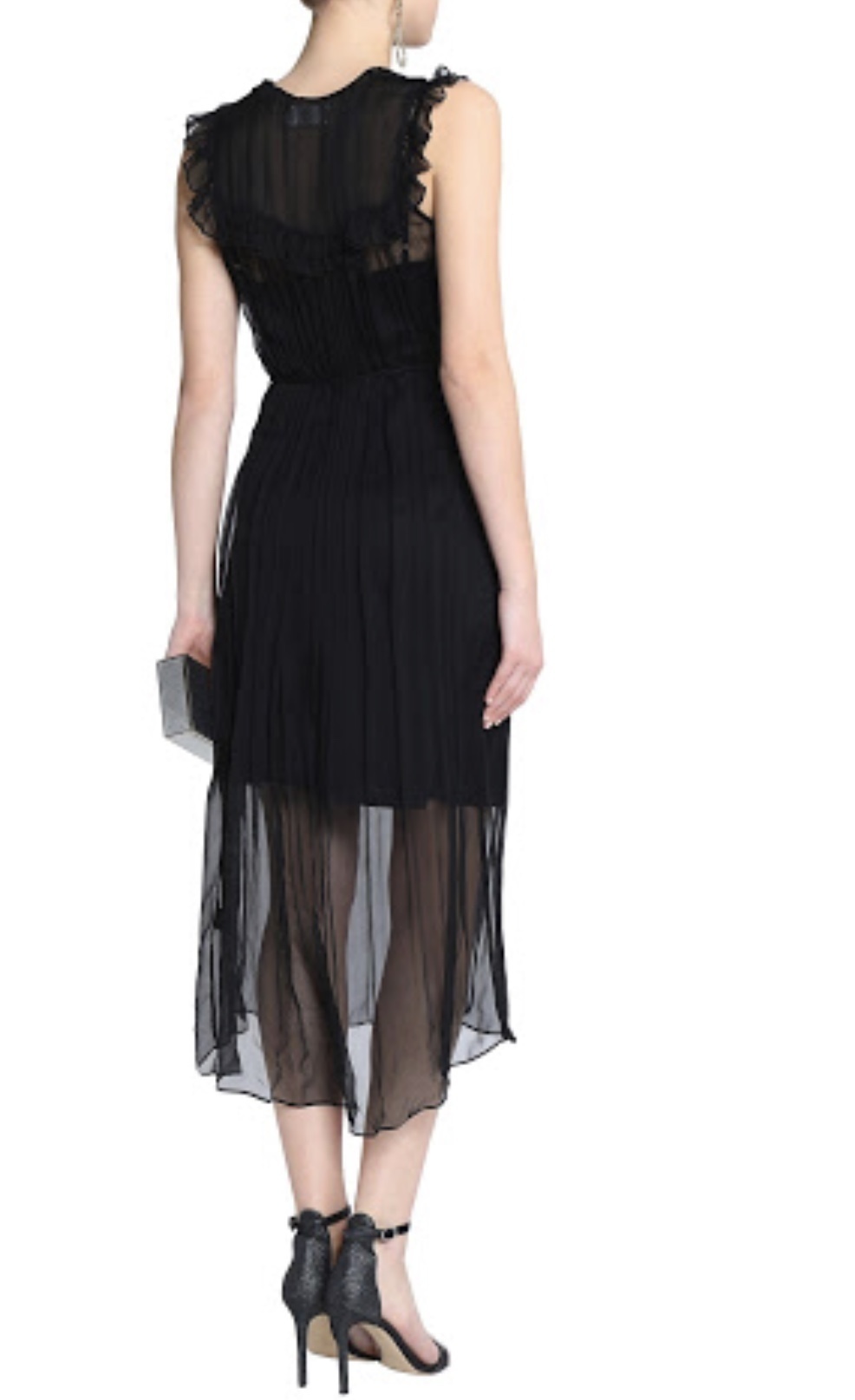 Borrow a Zimmermann Ruffle Trimmed Black Silk Georgette Midi Dress