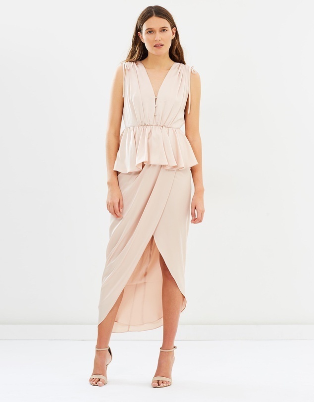 Borrow a Shona Joy Calypso Ruched Peplum Maxi