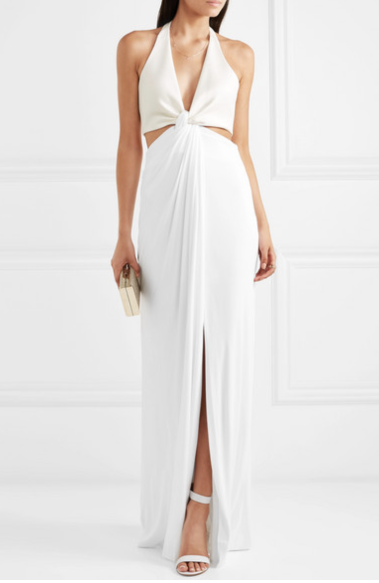 Loan a Galvan Twist Front Stretch Jersey And Crepe Halterneck Gown