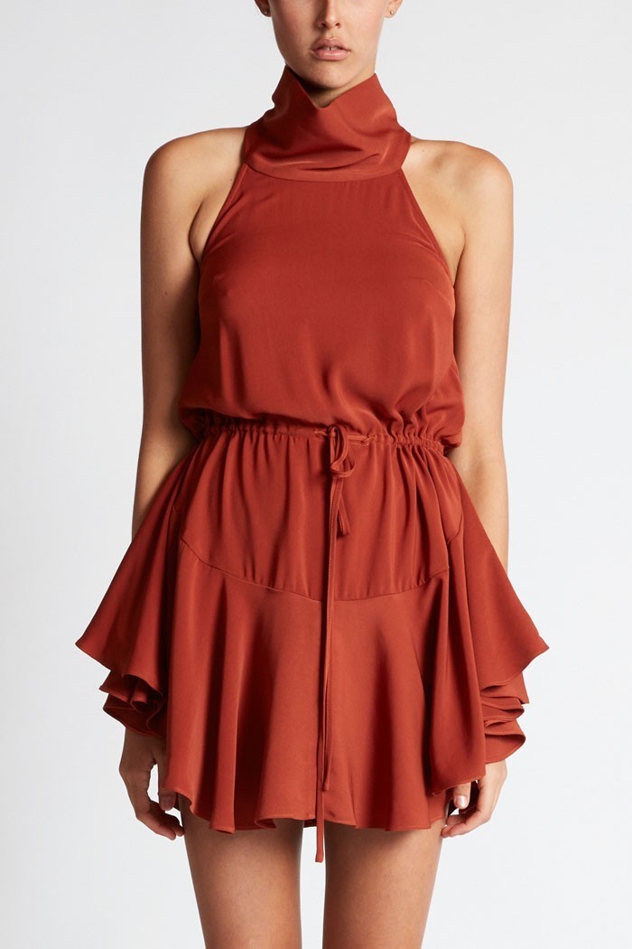 Loan a Shona Joy High Neck Draw String Mini Rust