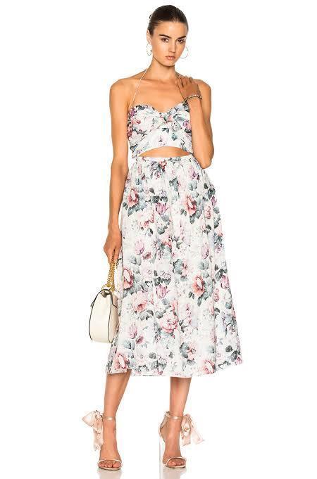 Cheap designer Zimmermann Jasper Halter Floral Tie Dress