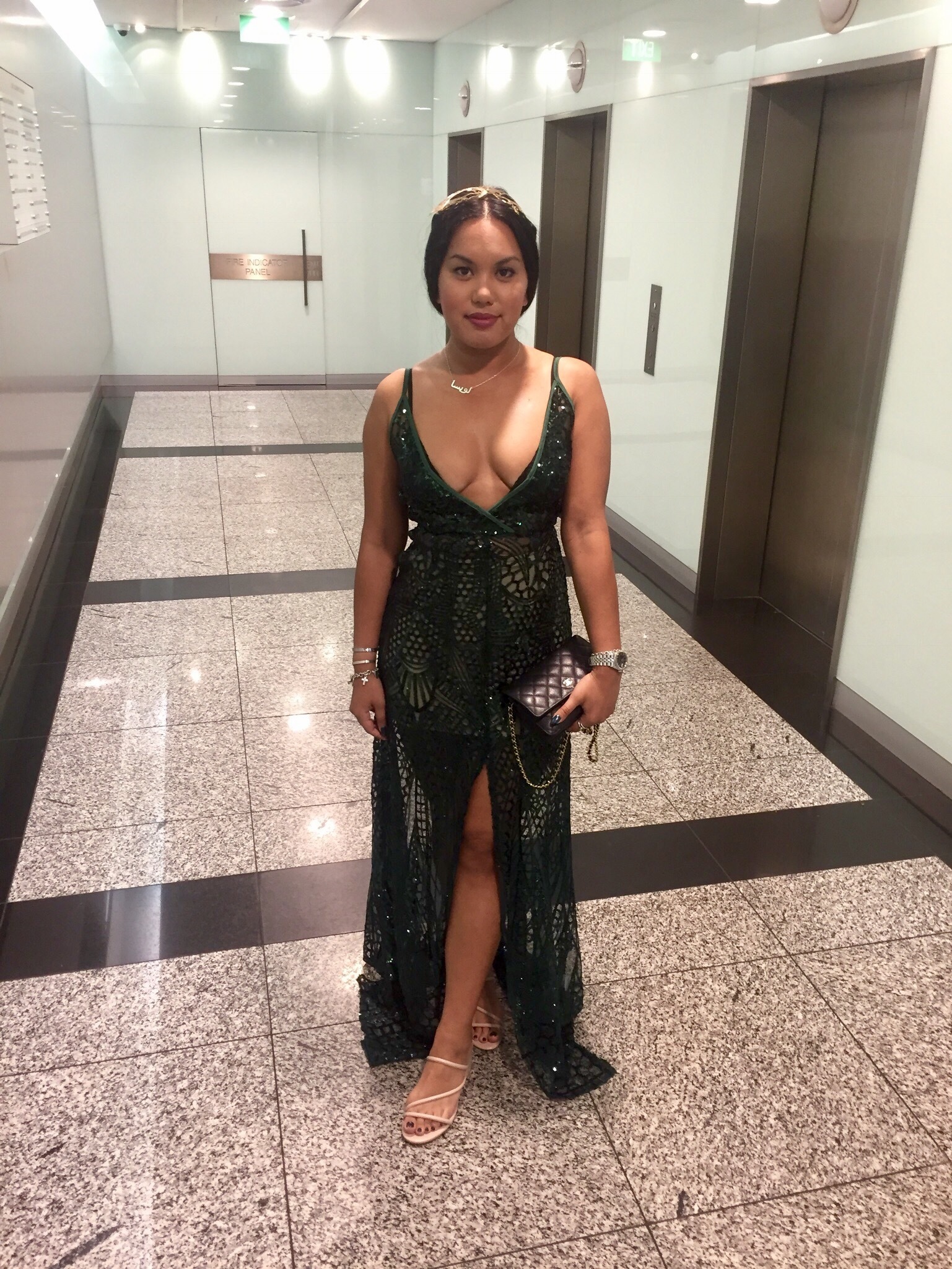 For rent a Alamour The Label Cristal Emerald Gown