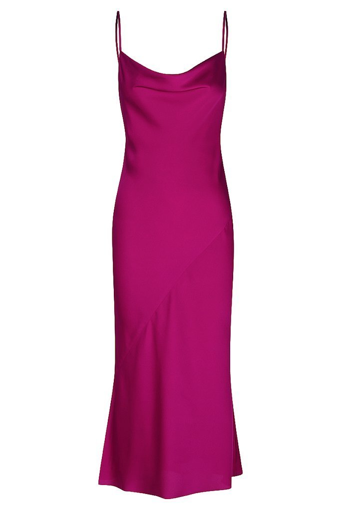 Formal rental Shona Joy Sawyer Bias Cowl Midi Dress Fuchsia