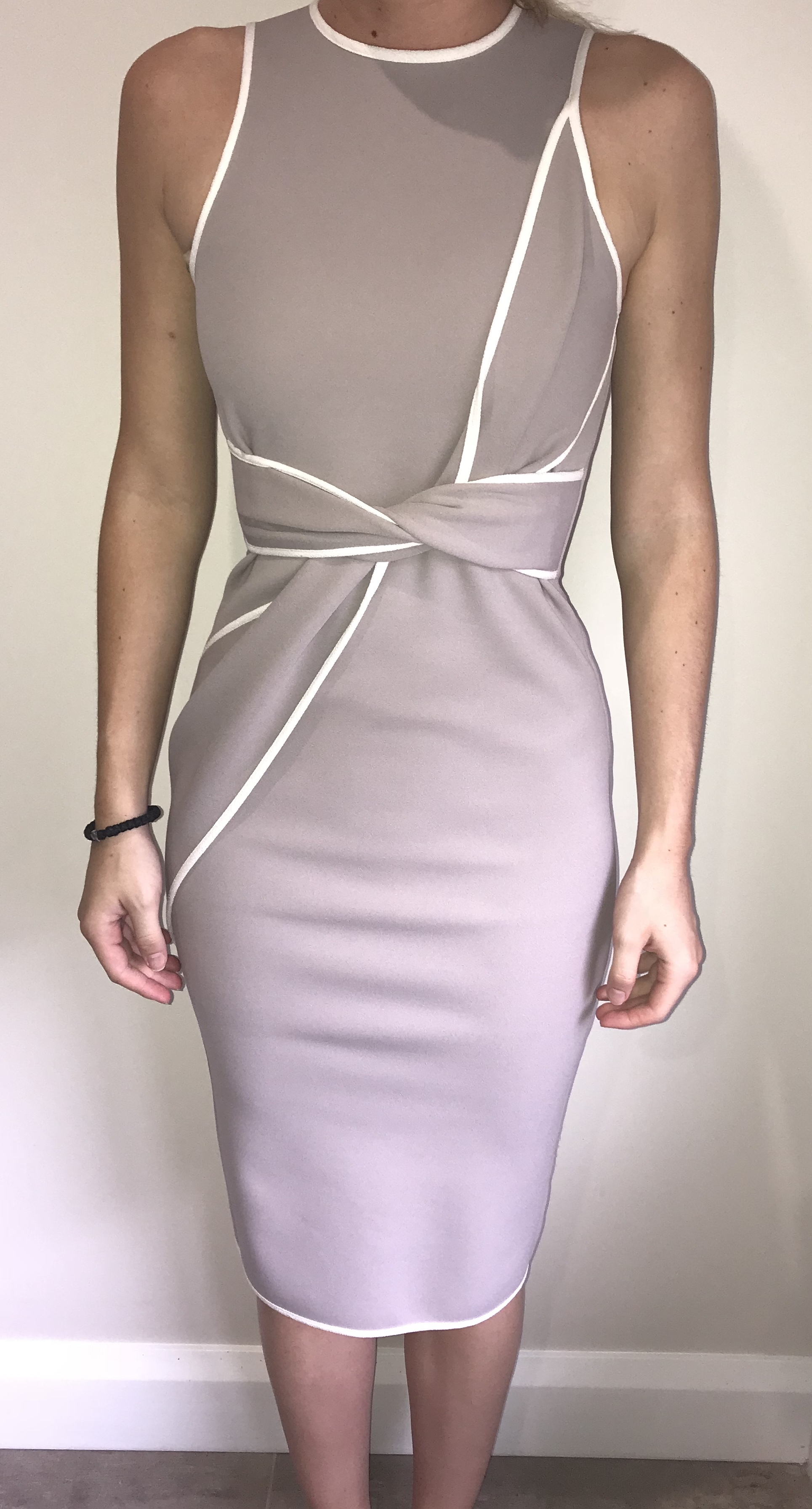 Borrow a By Johnny Beige Twist Tunic Dress