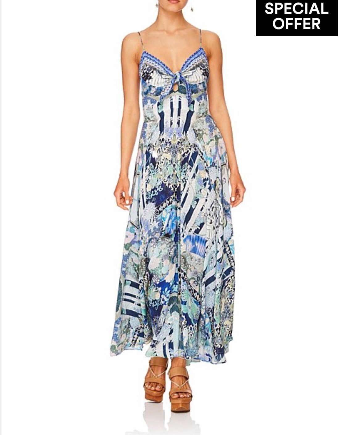 Loan a Camilla Cloud Dancer Long Dress With Tie Front