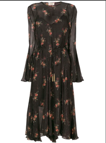Loan a Zimmermann Floral Spotted Long Sleeve Dress