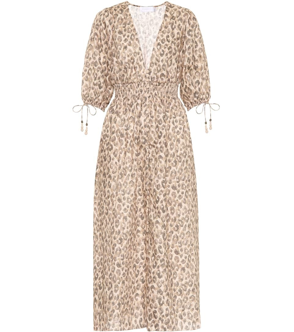 Formal rental Zimmermann Melody Leopard Print Linen Dress
