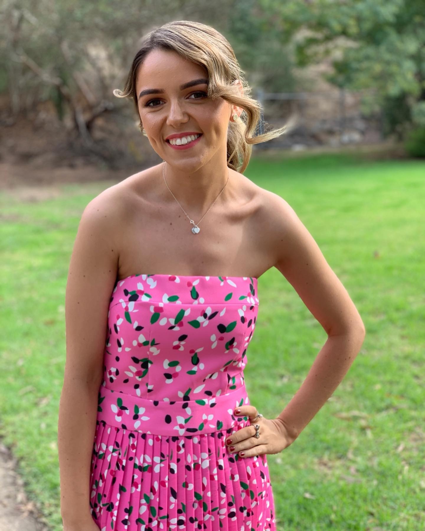 Formal rental By Johnny Petal Pleat Midi Dress