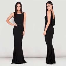 Affordable Zachary The Label Cowl Neck Low Back Fish Tail Tight Black Dress