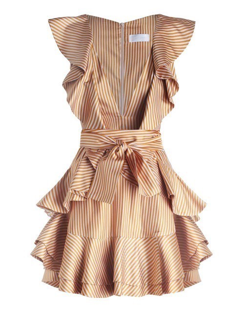 Designer rental Zimmermann Winsome Flounce Gold Dress