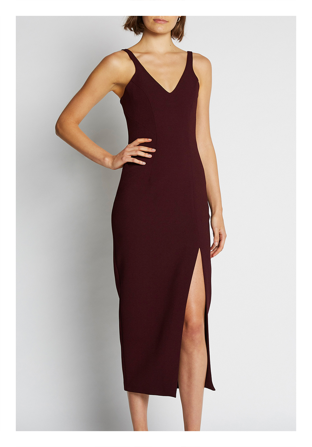 Affordable By Johnny Contour Lines Split Midi Dress