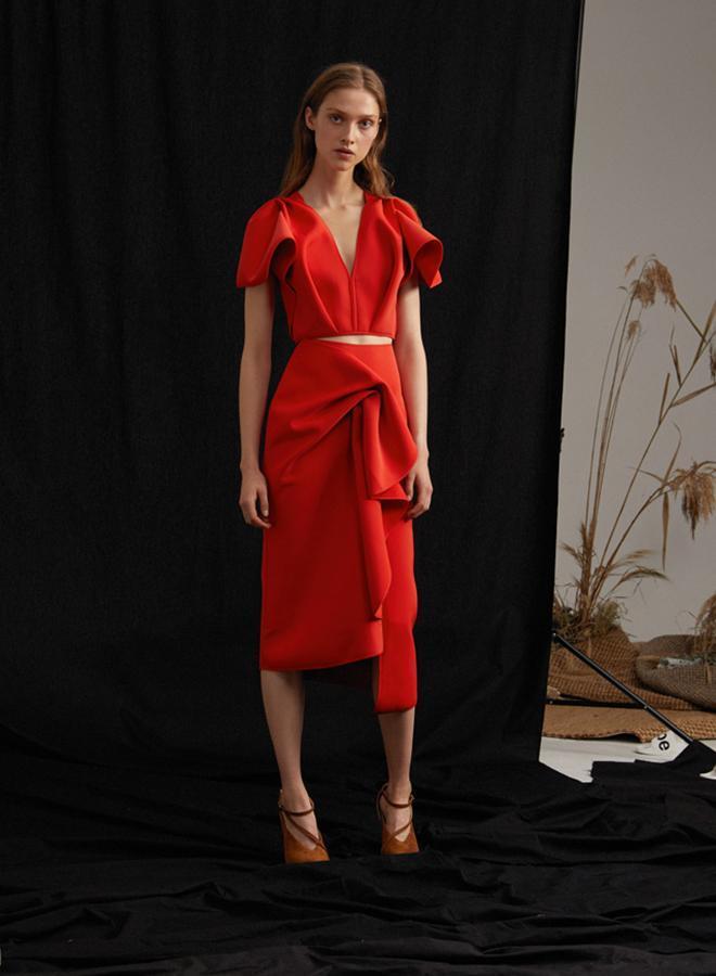 Borrow a Acler Crawford Skirt And Top In Tangerine Red