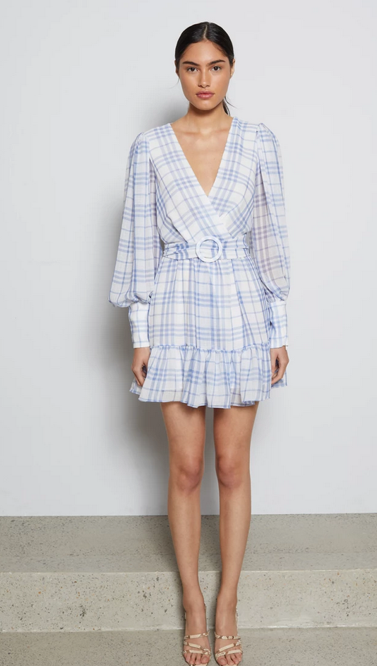 Rental Bec & Bridge Alexa L/S Mini Dress Blue Check