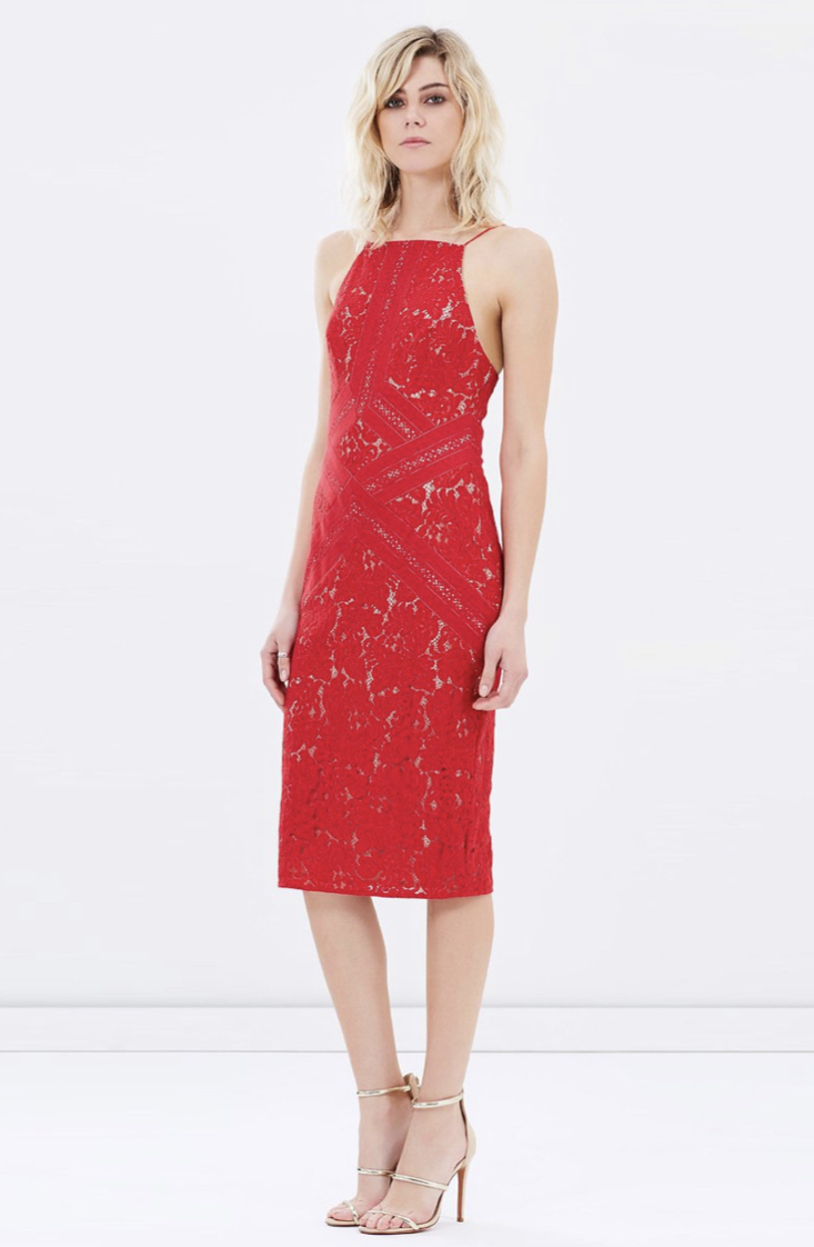 Designer rental Lover Rapture Fitted Lace Dress