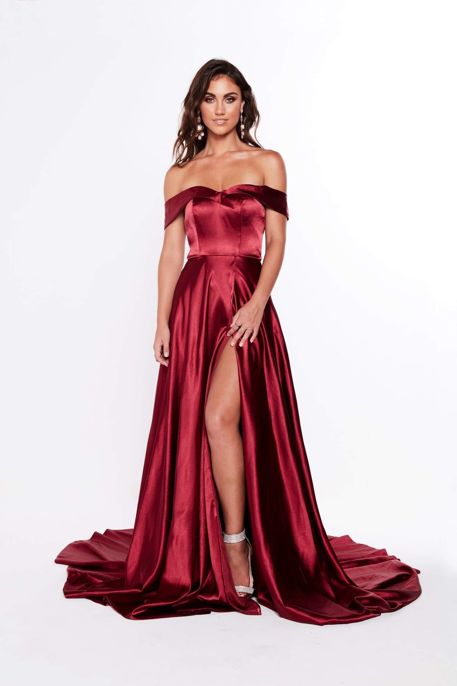 Hire a A&N Luxe Label A&N Luxe Luciana Satin Gown Burgundy