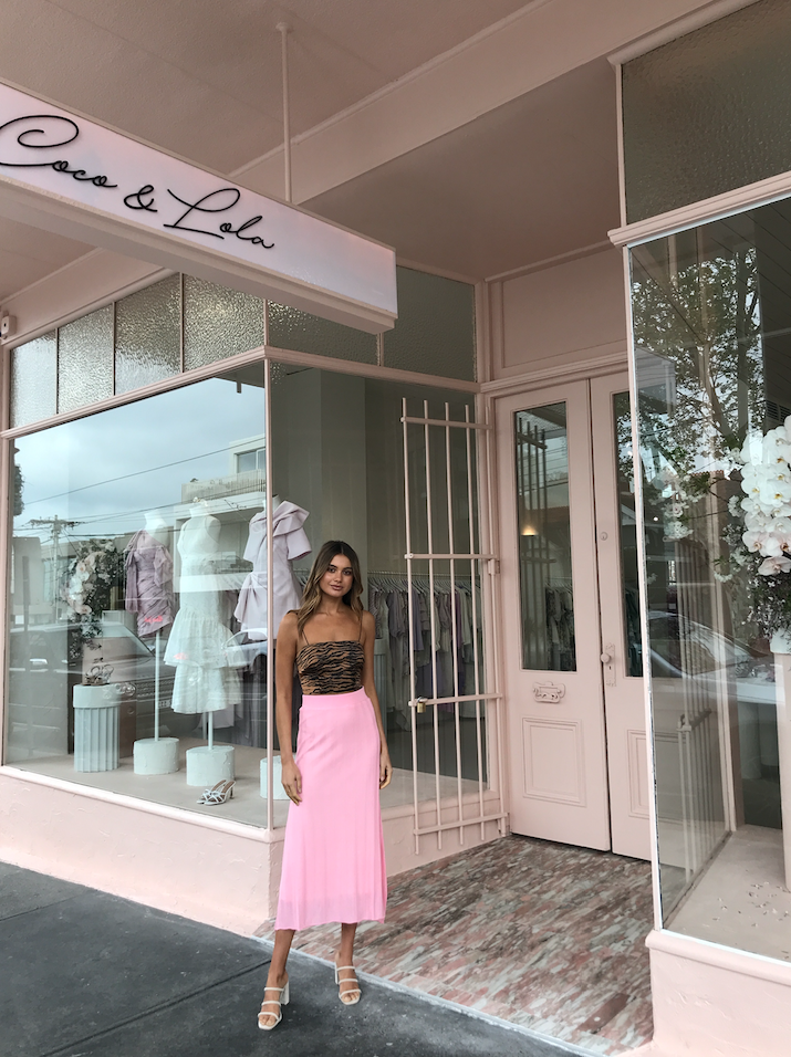 Affordable Hansen & Gretel Hansen & Gretel Ari Top (Size S |8 10) & Breton Skirt In Flamingo Set (Size M 10)