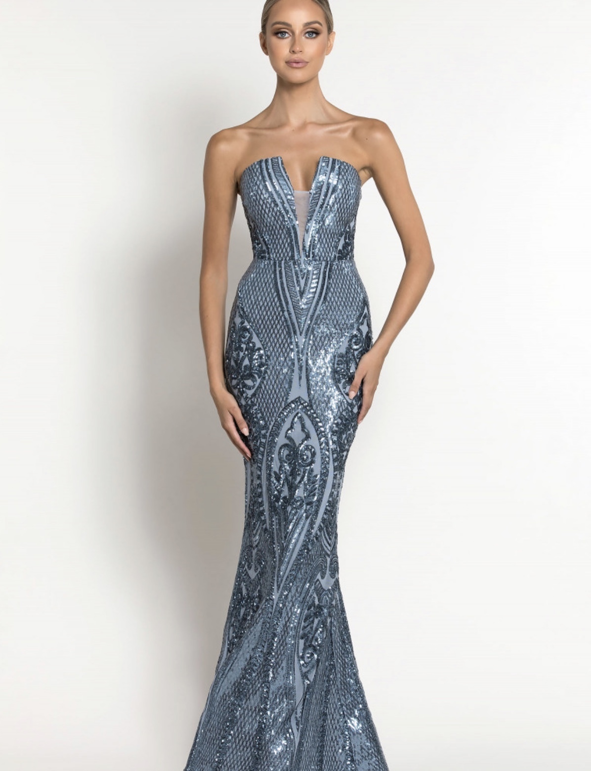 Rental Bariano Maia Strapless Pattern Sequin Gown