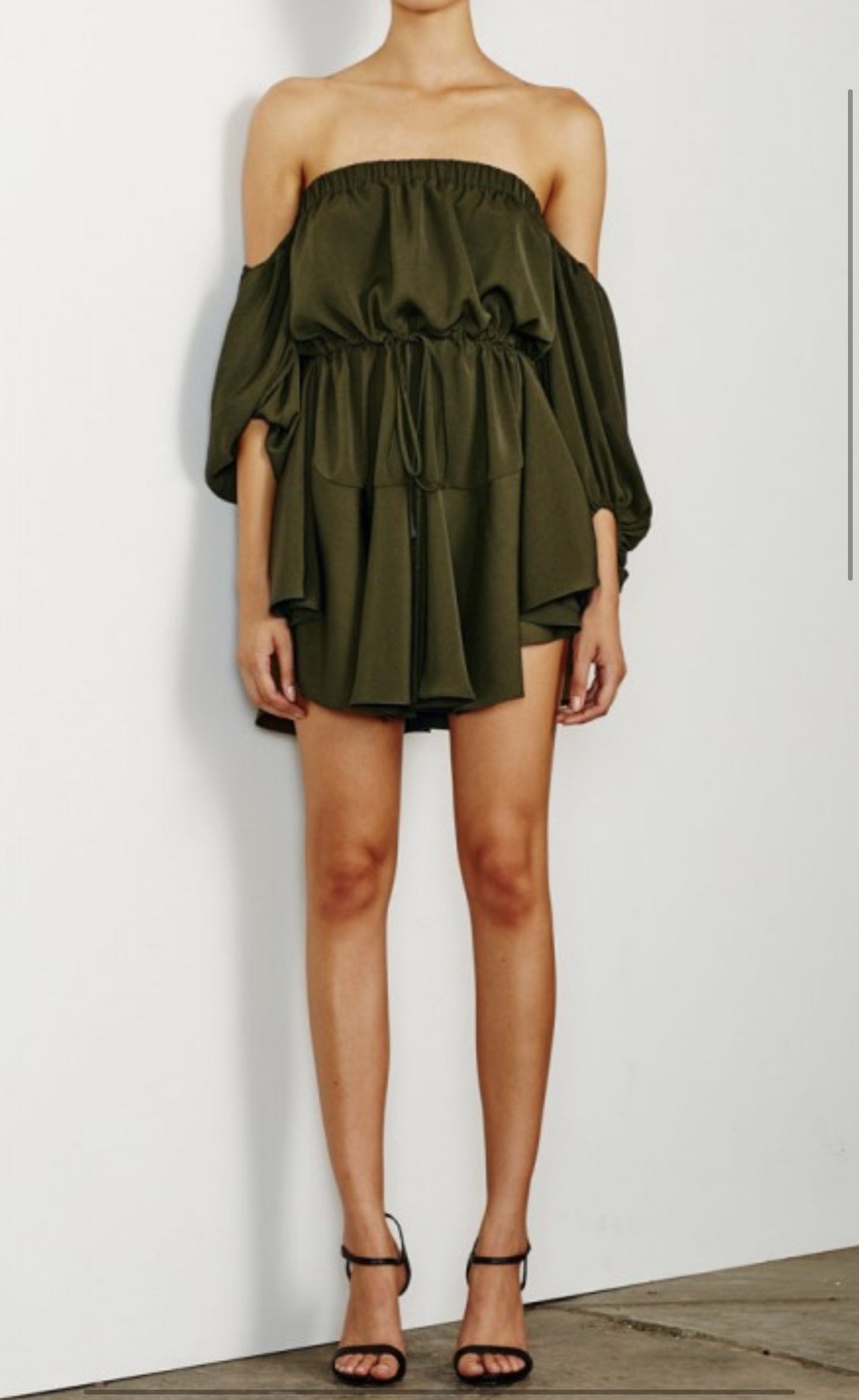 Cheap designer Shona Joy Leticia Off Shoulder Mini Dress Khaki
