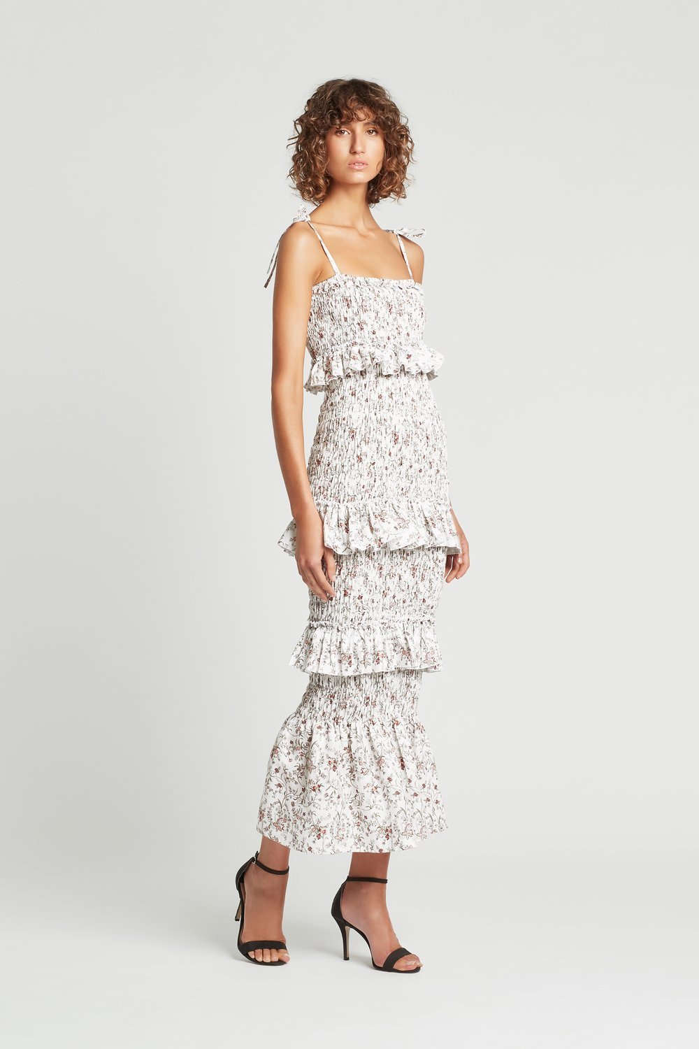 Hire a Sir The Label Haisley Floral Ruched Midi Dress