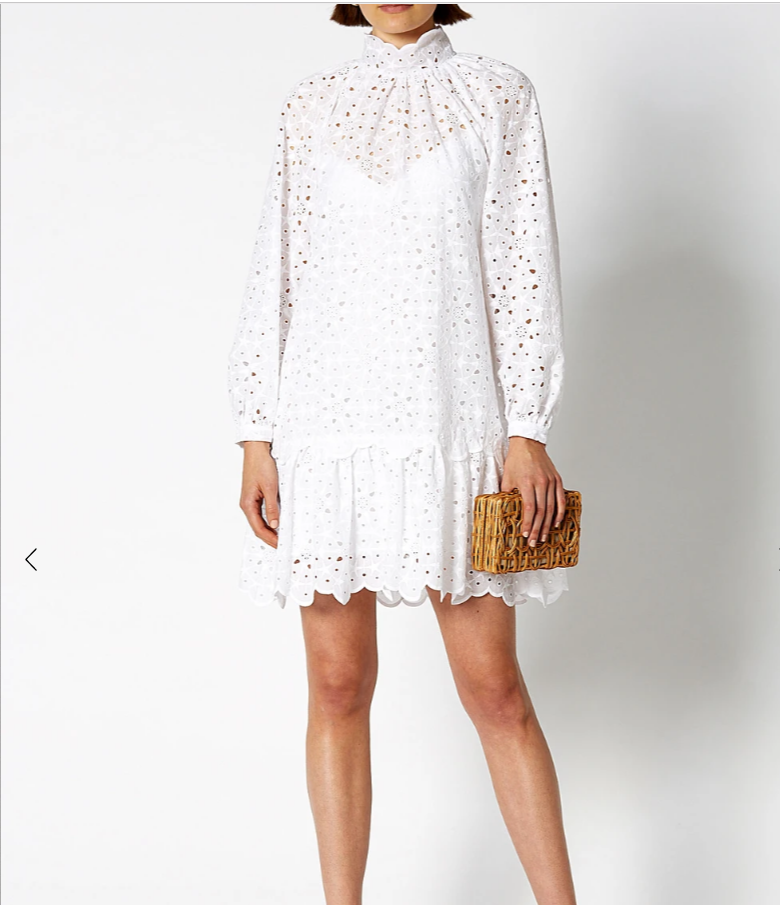 Hire a Scanlan Theodore Embroidered Cotton Dress In Optical White