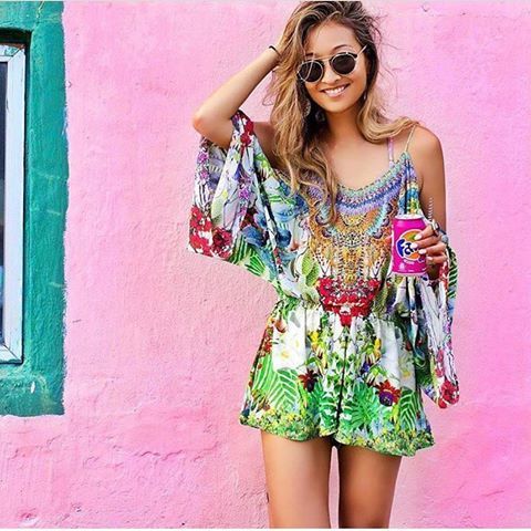 Cheap designer Camilla Exotic Hypnotic Drop Sleeve Playsuit