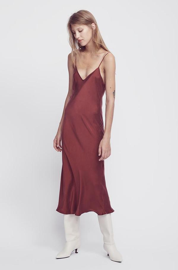 Rental Silk Laundry 90s Slip Dress In Plum