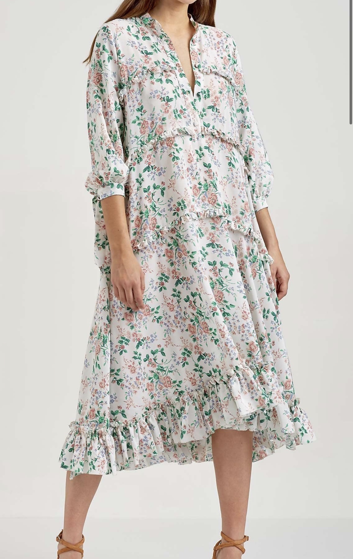 Formal rental Scanlan Theodore Cdc Floral Ruffle Dress