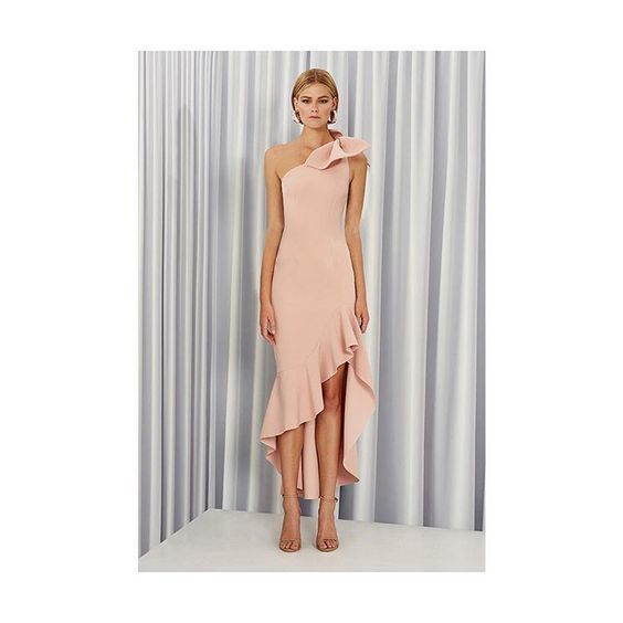 Cheap designer By Johnny Tie Shoulder Wave Gown In Dusty Rose