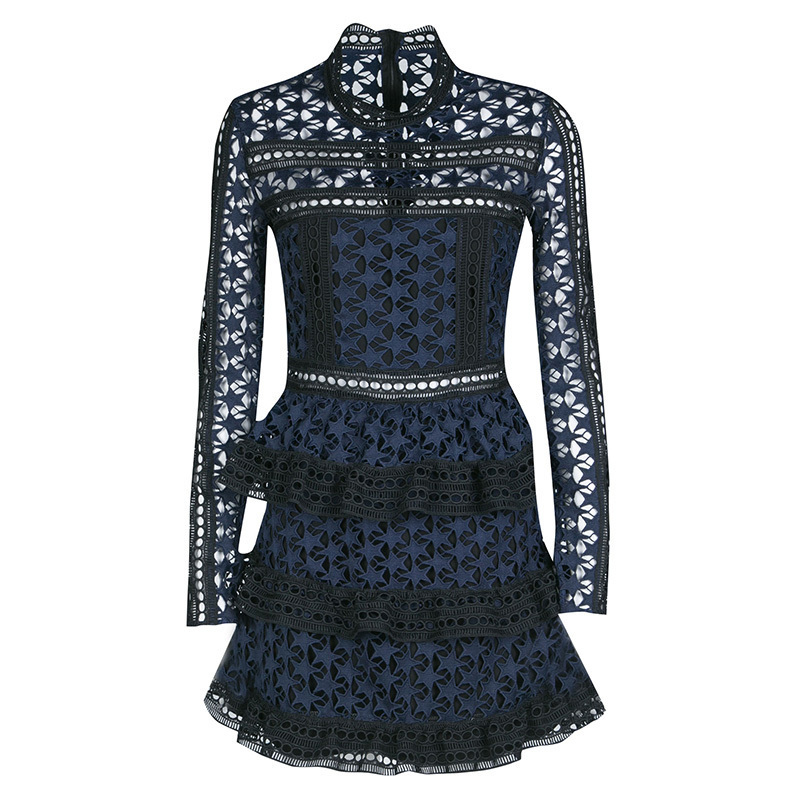 Borrow a Self Portrait High Neck Star Lace Dress