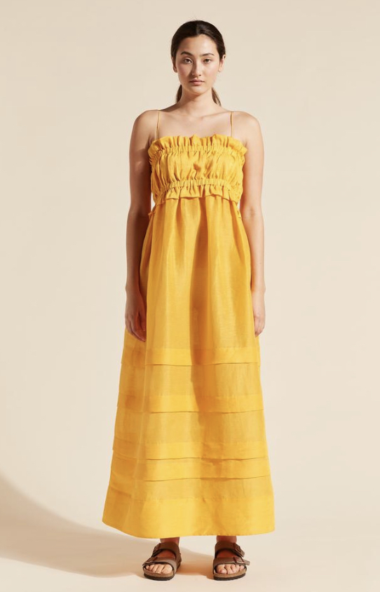 Rental Lee Mathews Canary Gathered Maxi Dress