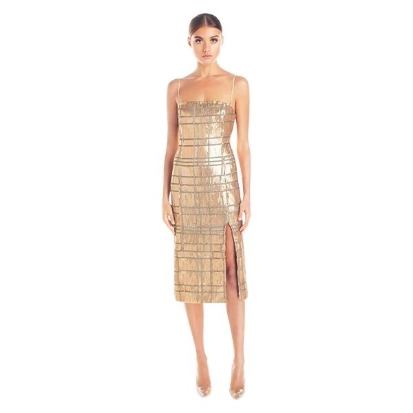 Hire a Misha Collection Yvette Sequin Dress Gold
