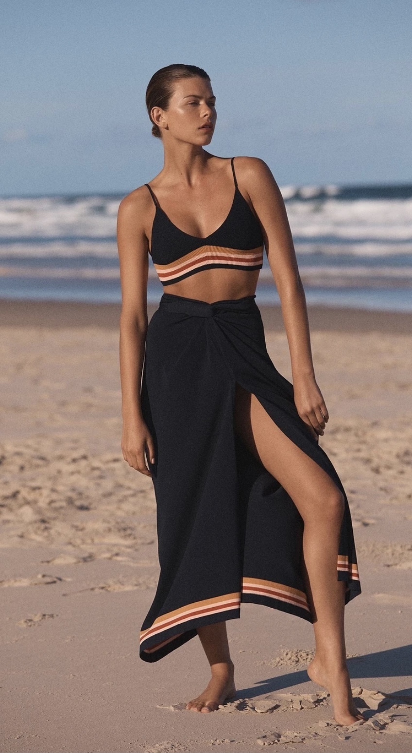 Loan a Scanlan Theodore Crepe Knit Stripe Set (Skirt And Top)