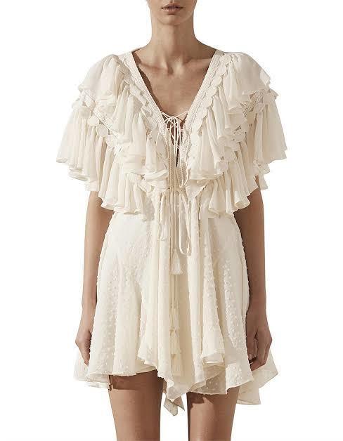 Cheap designer Shona Joy Stella Ruffle Drawstring Mini Dress