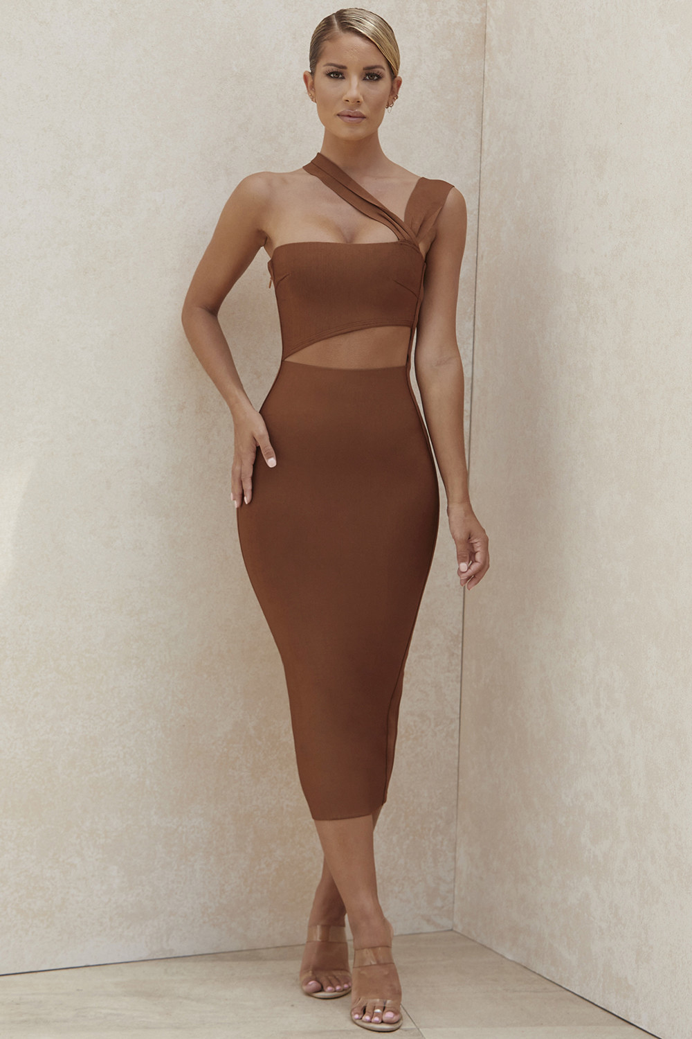 Rent a House Of Cb Aina Tan Cut Out Bandage Midi Dress