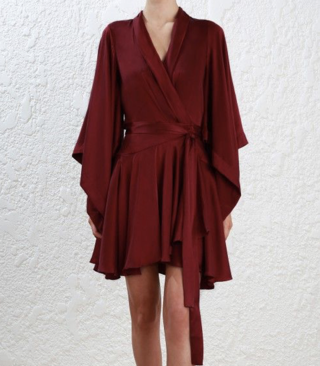 Borrow a Zimmermann Kimono Dress In Burgundy
