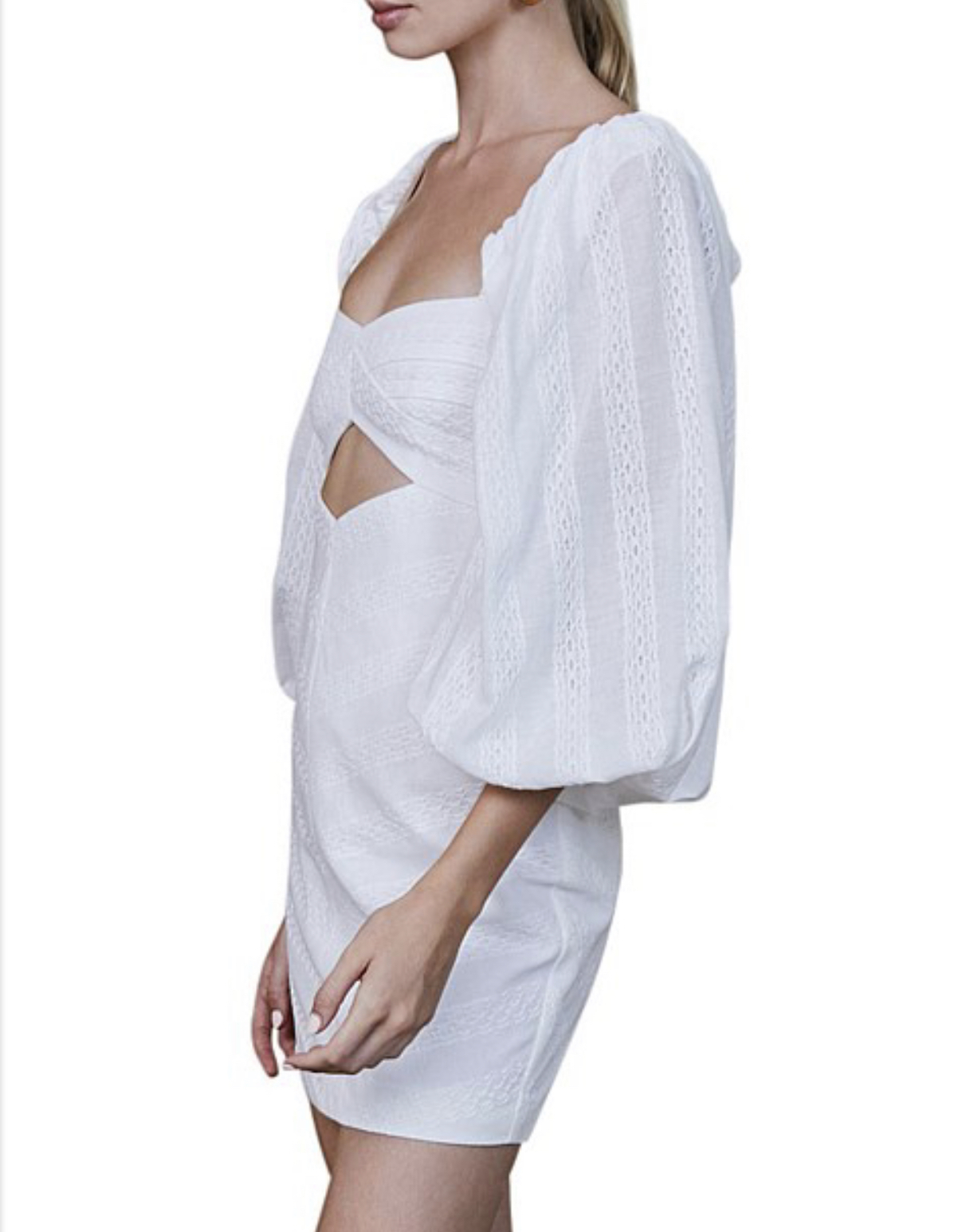 Rent a Bec & Bridge Romantique 3/4 Sleeve Ivory Mini Dress