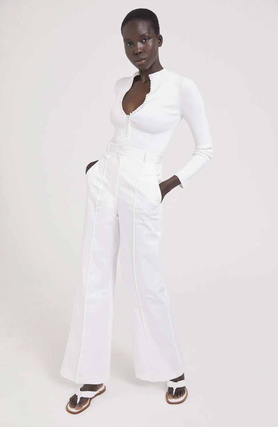 Affordable Scanlan Theodore White Sateen Pin Tuck Trousers
